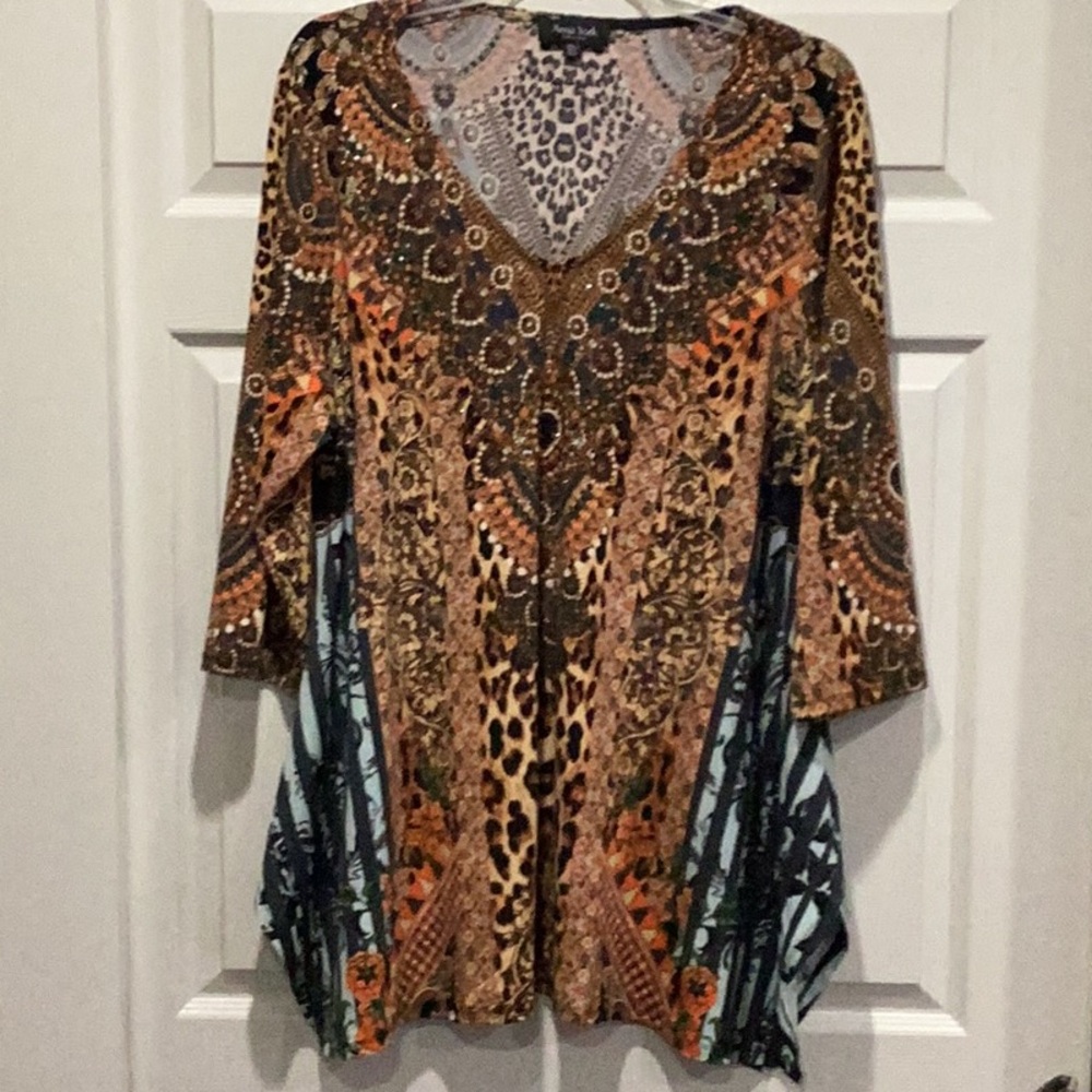 Avenue Multicolor Patterned Tunic Top - image 2